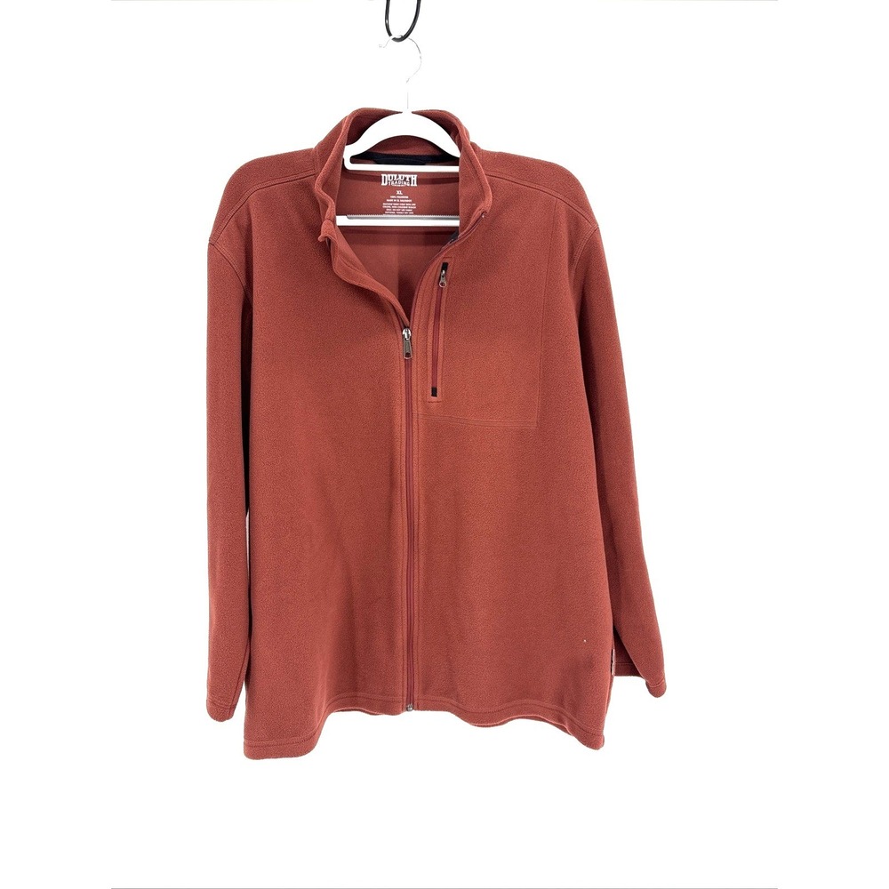 Duluth Trading Fleece Jacket Men's‎ XL Rust Bay Lightweight Full Zip Mock
